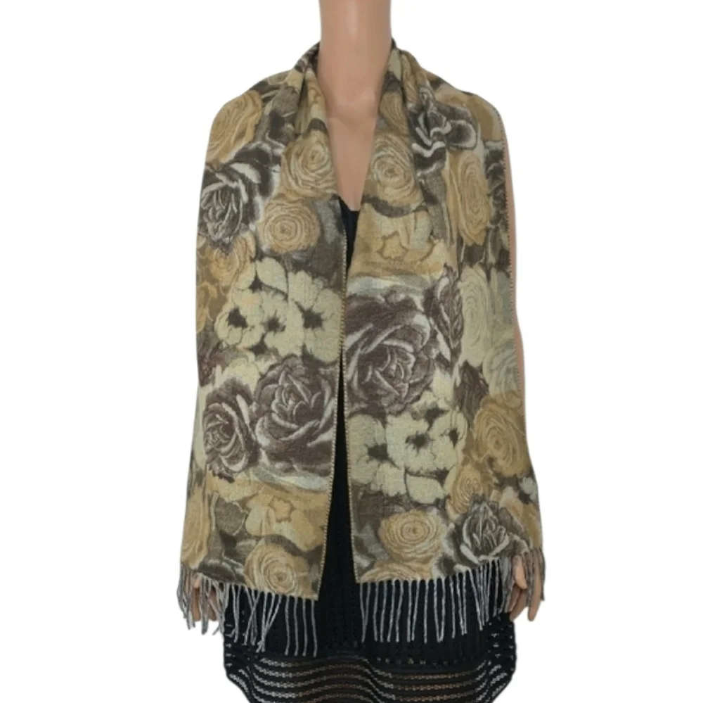 V.FRAAS  Cashmink Scarf  Women’s Softer Than Cashmere Floral beige/black 64